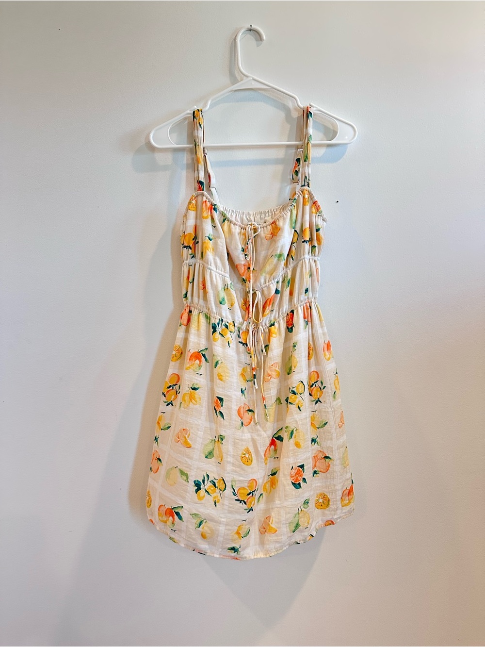 Abercrombie & Fitch White Lemon-Print Sundress with Yellow & Green Accents